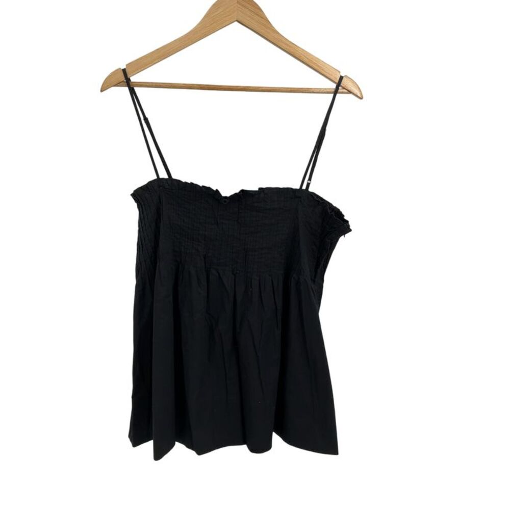Wayf Women Asalia Poplin Pleated Top Black L